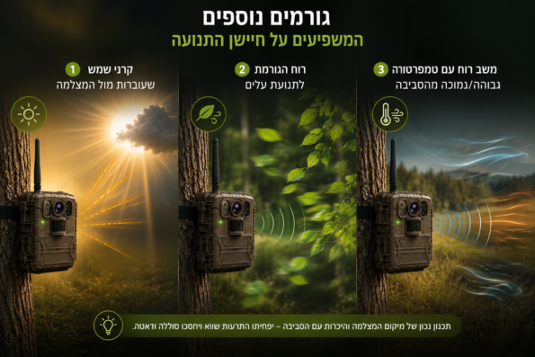 חיישן תנועה במצלמות שביל - גורמים נוספים המשפיעים על חיישן התנועה