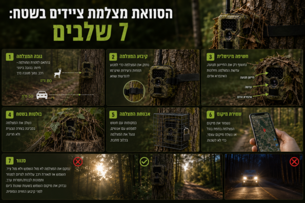 הסוואת מצלמת ציידים בשטח - הסוואה ב7 שלבים