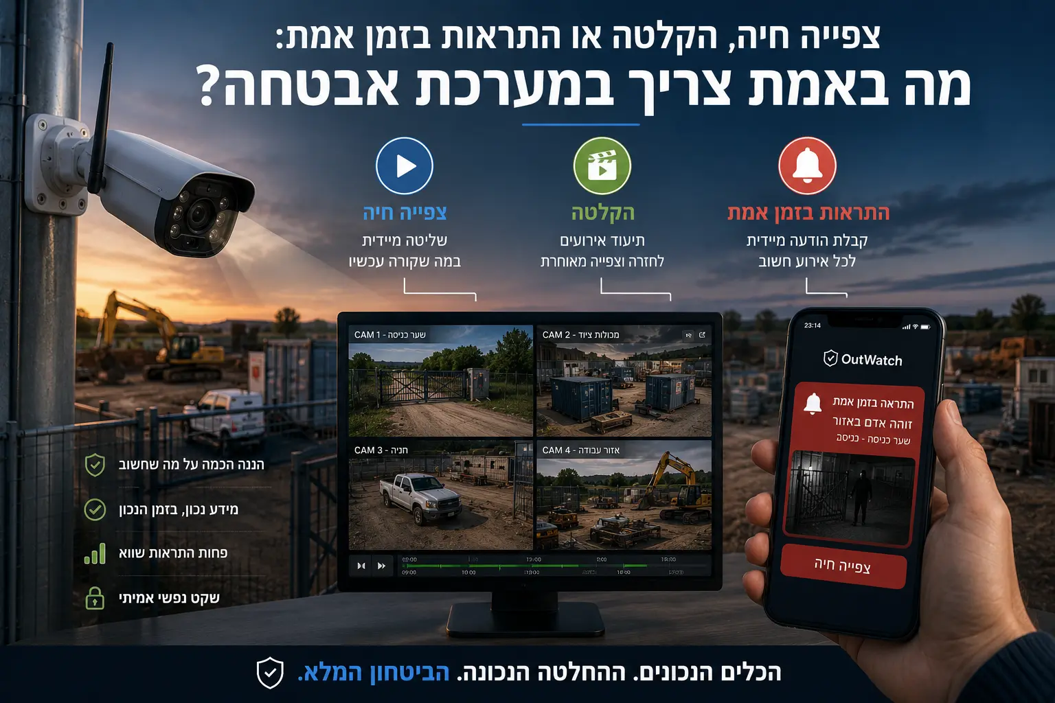צפייה חיה הקלטה התראות אבטחה